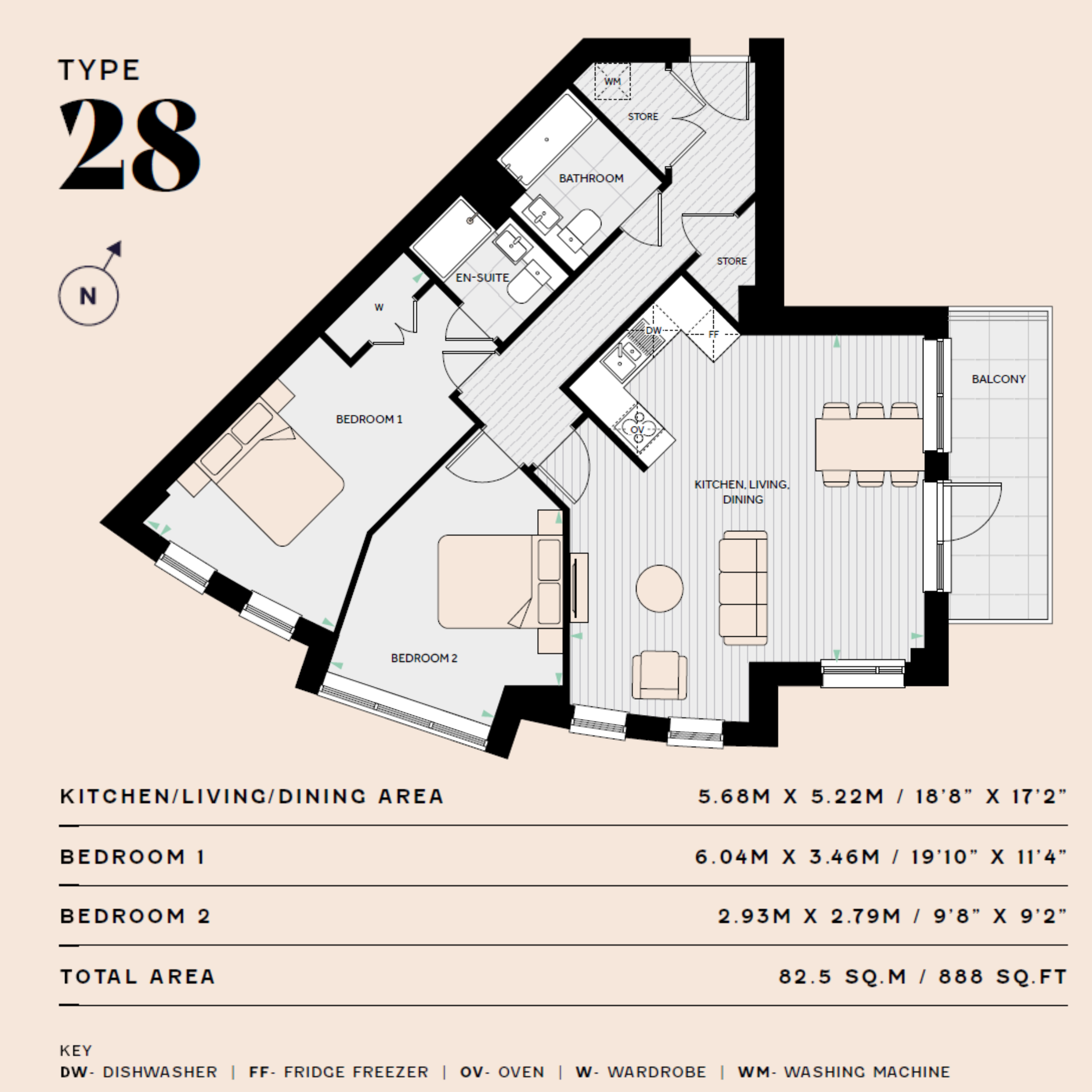Floorplan for B4.1 at The Hue, Fourth floor